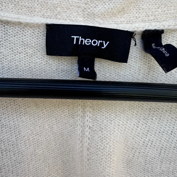 Theory 100% Cashmere | Cardigan Open Front Color:Ivory | Sz:Medium - Picture 5 of 10